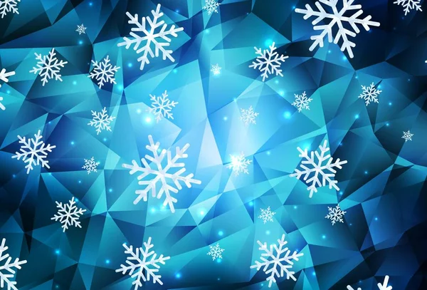 Jasnoniebieski Wzór Wektorowy Płatkami Śniegu Gwiazdami Gradientowa Kolorowa Ilustracja Śniegiem — Wektor stockowy