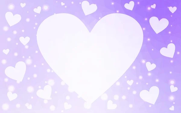 Light Purple Vector Background Shining Hearts Decorative Shining Illustration Hearts — Stock vektor