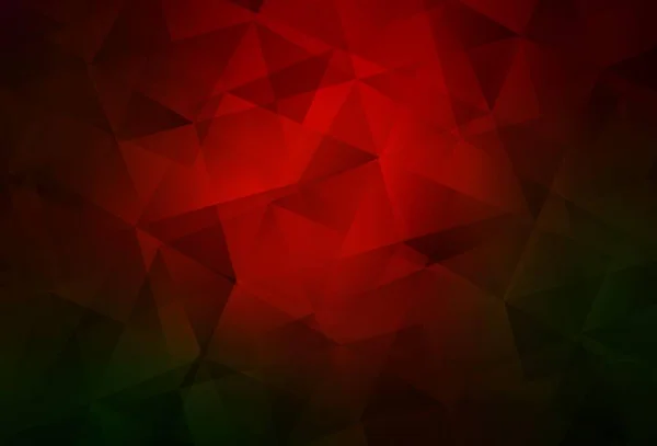 Tmavě Zelené Červené Vektorové Abstraktní Mnohoúhelníkové Pozadí Zářící Polygonální Ilustrace — Stockový vektor