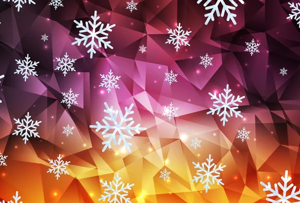 Light Pink Yellow Vector Template Ice Snowflakes Stars Colorful Snowflakes — Stock vektor