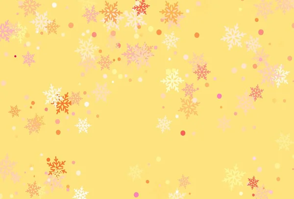 Light Orange Vector Pattern Christmas Snowflakes Shining Colorful Illustration Snow — Stock Vector