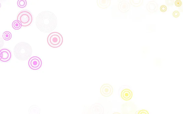 ライトピンク スポット付きイエローベクトルの背景 自然のスタイルで色の泡と抽象的なイラスト 壁紙のテクスチャのパターン — ストックベクタ