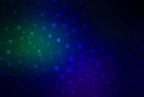 Azul Oscuro Fondo Vectorial Verde Con Copos Nieve Navidad Estrellas — Archivo Imágenes Vectoriales