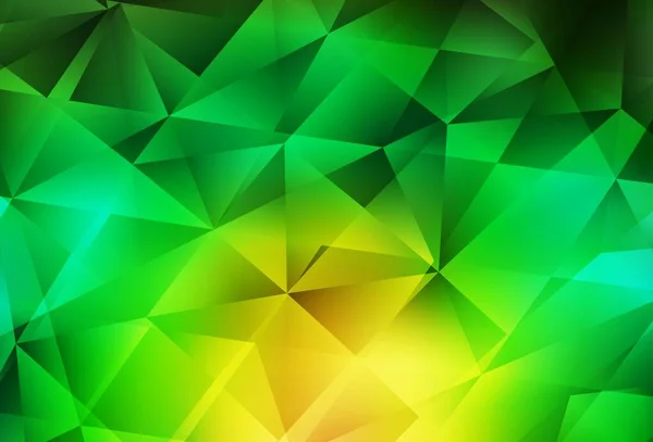 Light Green Yellow Vector Gradient Triangles Template Shining Colorful Illustration — Vettoriale Stock
