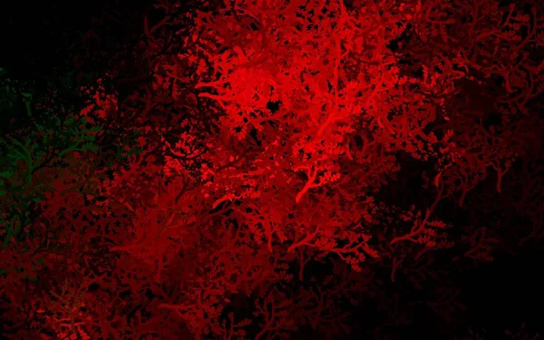 Темно Зеленая Красная Векторная Компоновка Деревьями Ветками Красочная Иллюстрация Стиле — стоковый вектор