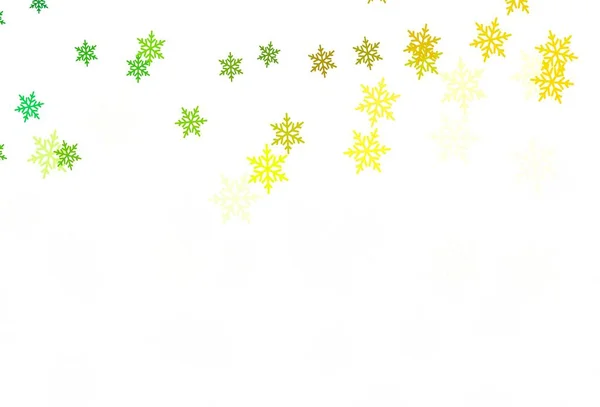 Светло Зеленая Желтая Векторная Компоновка Яркими Снежинками Звездами Современная Геометрическая — стоковый вектор