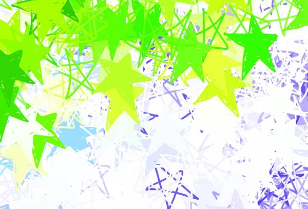 Hellrosa Grüne Vektorkulisse Mit Kleinen Und Großen Sternen Moderne Geometrische — Stockvektor