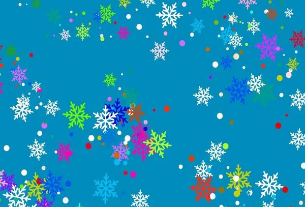 Agencement Vectoriel Multicolore Clair Avec Des Flocons Neige Brillants Design — Image vectorielle