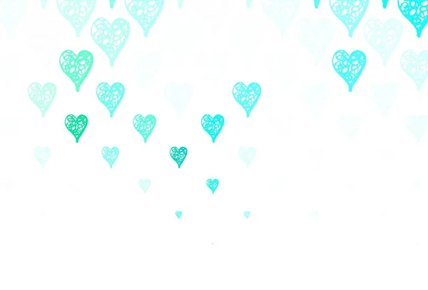 Light Green Vector Background Shining Hearts Decorative Design Hearts Simple — Stock Vector