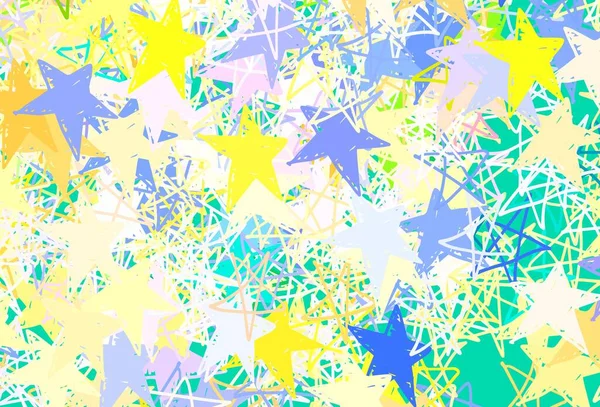 Light Pink Yellow Vector Pattern Christmas Stars Shining Colored Illustration — Stock Vector