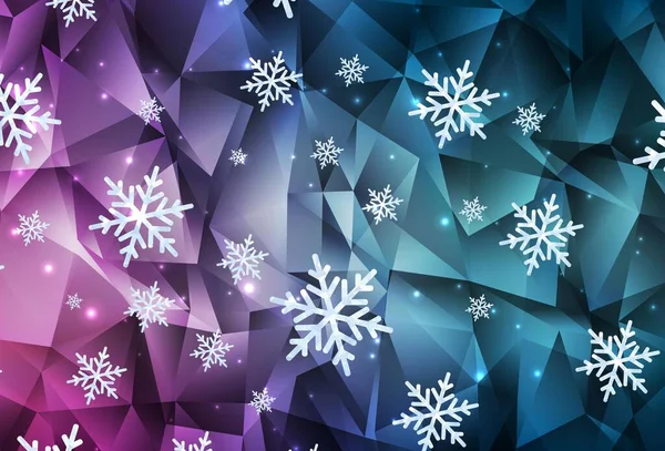 ライトブルー 氷の雪片 星と赤のベクトルテンプレート グラデーションの雪片とカラフルな雪片 ビジネス広告の新年デザイン — ストックベクタ