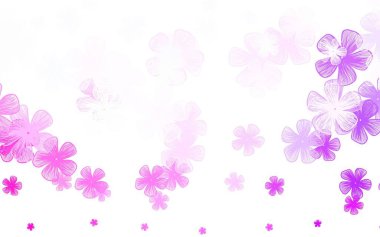 Açık Mor, çiçekli pembe vektör zarif arkaplan. Karalama tarzında çiçekli soyut illüstrasyon. Duvar kağıtları, boyama kitapları için desen.