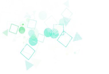 Açık yeşil, sarı vektör desenli, dairesel polimerli, küplü. Soyut tarzda dekoratif tasarım, çizgiler, noktalar, küplerle. Web siteleri için desen.