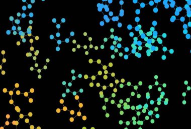 Koyu mavi, yapay zeka yapısına sahip sarı vektör şablonu. Soyut şablondaki yapay zeka şekilleriyle parlayan illüstrasyon. Siber yeniliklerin tasviri için tasarım.
