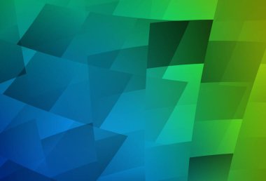 Açık mavi, kare şeklinde yeşil vektör deseni. Soyut arkaplanda dikdörtgenler ve renkli gradyanlar. Reklamlar için desen.