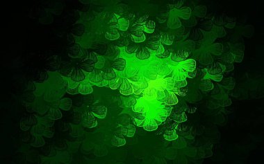 Koyu yeşil vektör arka planı ağaçlar ve dallarla karalıyor. Çiçeklerle karalama tarzında renkli çizimler. Cep telefonlarının geçmişleri için şablon.