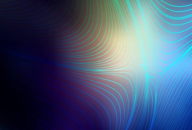 Koyu mavi, çizgileri olan sarı vektör arkaplan. Basit çizgilerle renkli gradyan çizimi. Marka kitabı için şık bir desen.