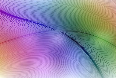 Bükülmüş çizgileri olan ışık çokrenkli vektör şablonu. Eğri şekilli yepyeni renkli bir tasvir. Broşürler, broşürler için doku.