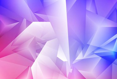 Açık pembe, üçgenli mavi vektör arkaplan. Üçgenli soyut gradyan çizimi. Web siteniz için basit tasarım.