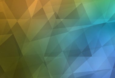 Açık mavi, sarı vektör üçgen arkaplan. Gradyanı olan zarif parlak çokgen çizimi. Web siteniz için yeni bir doku.