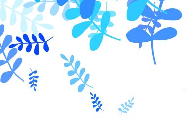 Light BLUE vector elegant template with leaves. Sketchy doodles with leaves on blurred background. A new texture for your wallpaper design.