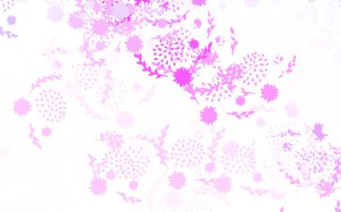 Açık Mor, pembe vektör çiçekli doğal zemin, güller. Beyaz arka planda çiçeklerin dekoratif tasarımı. Çocuk kitapları için renkli desen.