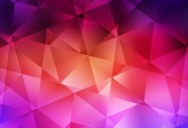 Açık pembe, sarı vektör çokgen desen. Üçgenli parlak renkli çizimler. Dizaynınız için üçgen desen.