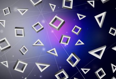 Koyu pembe, mavi vektör arka planı çokgen biçiminde. Dikdörtgenli soyut gradyan çizimi. İniş sayfası için modern şablon.