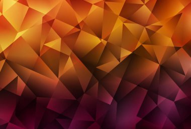Koyu Turuncu Vektör Çokgen arkaplanı. Üçgenlerden oluşan parlayan çokgen çizimler. Dizaynınız için üçgen desen.