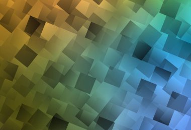 Açık mavi, çizgileri, dikdörtgenleri olan sarı vektör düzeni. Dikdörtgen şekilli soyut çizimler. Reklamlar için desen.