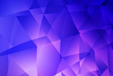 Açık Pembe, mavi vektör düşük polimer arkaplan. Soyut ve üçgenli renkli çizimler. Broşürünüz için yepyeni bir tasarım..