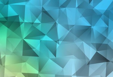 Açık mavi, yeşil vektör çokgen arkaplan. Üçgenli modern soyut çizim. Cep telefonunun arka planının şablonu.