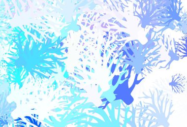 Açık mavi, kırmızı vektör dallı doğal sanat eseri. Soyut şablona karalamalar çizilmiş bir resim. Ağ ve ambalaj için elle boyanmış tasarım.