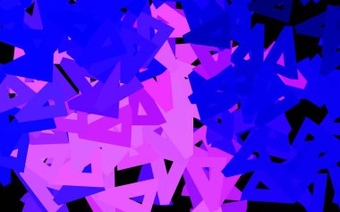 Koyu pembe, üçgenli mavi vektör arkaplan. Doğa tarzında üçgenleri olan güzel bir çizim. Kartvizitiniz için modern tasarım.