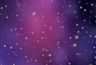 Koyu mor, doğum günü tarzında pembe vektör dokusu. Gradyan Noel elementleri içeren bir Akıllı Çizim. Kitapçıklar, eğitim broşürleri.