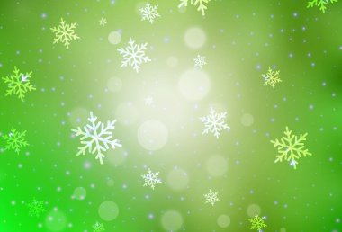 Açık yeşil, doğum günü tarzında sarı vektör dokusu. Modern soyut Noel ruh hali şekilleri. Reklamlar, posterler, kitap afişleri için desen.