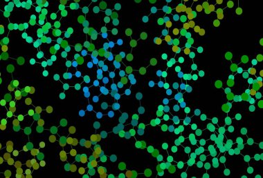 Koyu mavi, sarı vektör dokusu ve yapay zeka konsepti. Renkli yapay zeka yapısı, eğimli çizgiler ve noktalar. Teklif verilerinin tanıtımı için akıllı tasarım.