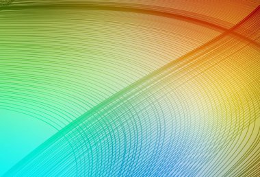 Açık mavi, eğri çizgileri olan sarı vektör arkaplan. Yaratıcı illüstrasyon, yarım tonlu ve eğimli. Broşürler, broşürler için doku.