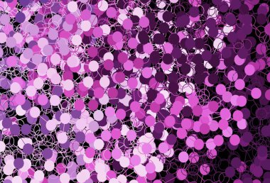 Koyu mor, benekli pembe vektör arkaplan. Parlak renkli soyut çemberlerin olduğu bir resim. Güzel web siteleri için desen.