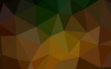 Koyu yeşil, sarı vektör üçgen mozaik şablon. Soyut ve üçgenli renkli çizimler. İş tasarımınız için yepyeni bir tarz.