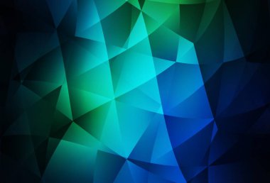 Dark Blue, Green vector polygon abstract background. Shining colorful illustration with triangles. Brand new style for your business design.
