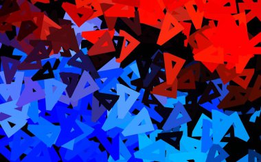 Lacivert, üçgenli kırmızı vektör arka planı. Renkli üçgenlerin olduğu bir resim. Web siteniz için basit tasarım.