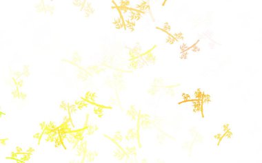 Açık yeşil, kırmızı vektör dallı doğal sanat eseri. Yaprakları karalama tarzında renkli ve soyut çizimler. Çocuk kitapları için renkli desen.