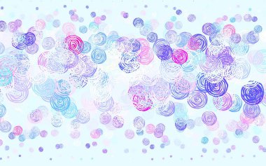 Açık renkli vektör karalama desenli güller. Çiçekli zarif, parlak bir illüstrasyon. Duvar kağıtları, boyama kitapları için desen.