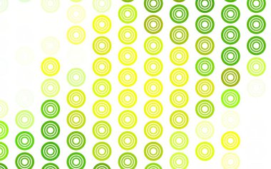 Açık yeşil, baloncuklu sarı vektör arka planı. Renkli su damlaları olan modern soyut çizimler. Güzel web siteleri için desen.