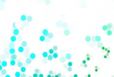 Noktalı açık yeşil vektör arkaplanı. Doğa tarzında renkli baloncuklu soyut illüstrasyon. Fütürist reklamlar ve kitapçıklar için şablon.