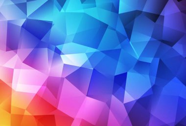 Açık mavi, kırmızı vektör eğimli üçgen desen. Gradyanı olan zarif parlak çokgen çizimi. Cep telefonunun arka planının şablonu.