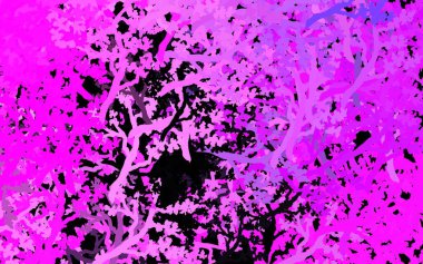 Koyu mor, pembe vektör karalama desenli ağaçlar, dallar. Ağaçlarla karalama tarzında renkli çizimler. İşiniz için yeni tasarım.