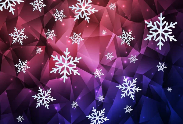 Dark Purple Patrón Vectorial Rosa Con Copos Nieve Navidad Estrellas — Archivo Imágenes Vectoriales