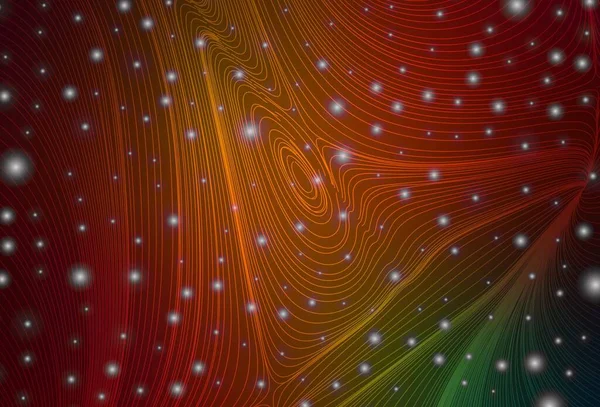 Темний Зелений Червоний Векторний Візерунок Сферою Кривими Ілюстрація Набором Геометричних — стоковий вектор